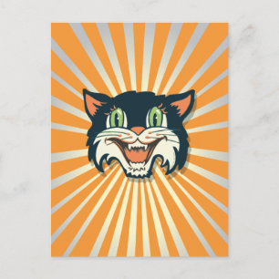 レトロヴィンテージハロウィンキャット ポストカード