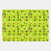 レトロヴィンテージハロウィンパターンシュガースカルラップ ラッピングペーパーシート (正面)