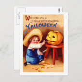 レトロヴィンテージハロウィンボーイカーヴィエ ポストカード (正面/裏面)