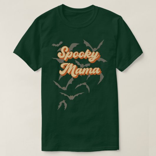 レトロヴィンテージハロウィン不気味ママ Tシャツ (デザイン正面)