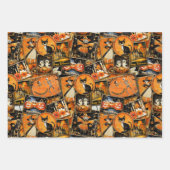 レトロヴィンテージハロウィーンおもしろいコラージュ ラッピングペーパーシート (正面)