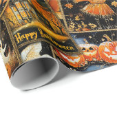 レトロヴィンテージハロウィーンおもしろいコラージュ ラッピングペーパー (ロールコーナー)