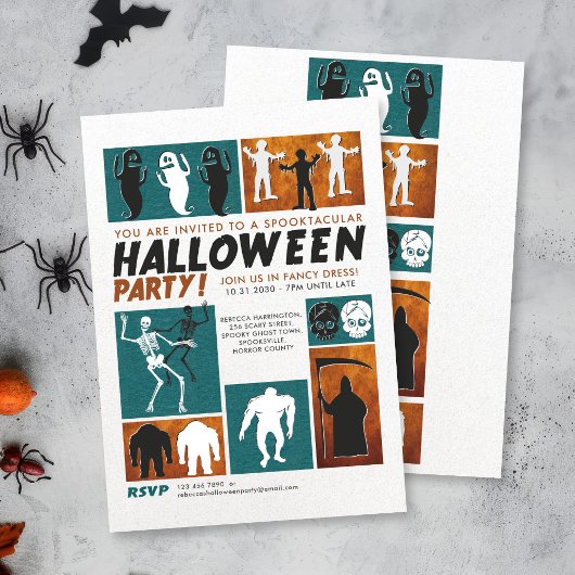 レトロヴィンテージハロウィーンの衣装パーティー 招待状