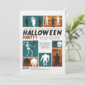 レトロヴィンテージハロウィーンの衣装パーティー 招待状 (スタンド正面)
