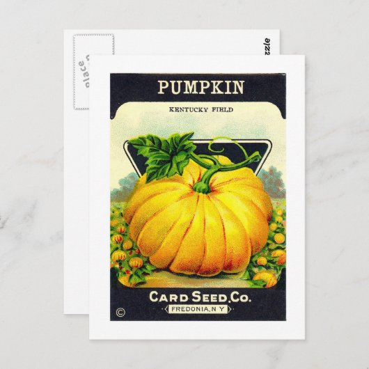 レトロヴィンテージハロウィーンカボチャ種子パッケージ ポストカード (正面/裏面)