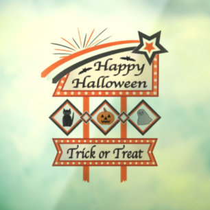 レトロヴィンテージハロウィーンサイン – トリックまたはトリート ウィンドウサイン