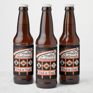 レトロヴィンテージハロウィーンサイン – トリックまたはトリート ビールラベル