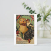 レトロヴィンテージハロウィーンパンプキンハグ ポストカード (スタンド正面)