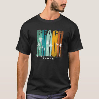 レトロヴィンテージハワイHIビーチパームスサーフバケーション Tシャツ
