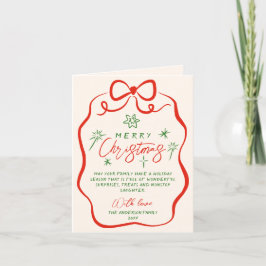 レトロヴィンテージハンドドロー予測できなド弓クリスマス シーズンカード