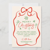 レトロヴィンテージハンドドロー予測できなド弓クリスマス シーズンカード (正面)