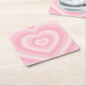 レトロヴィンテージハートベビーピンク スクエアペーパーコースター (アングル)
