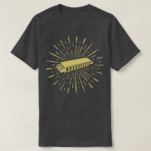 レトロヴィンテージハーモニカクール楽器 Tシャツ (デザイン正面)