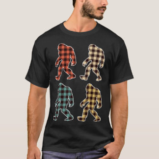 レトロヴィンテージバッファロープレイドビッグフットサスカッチチ Tシャツ