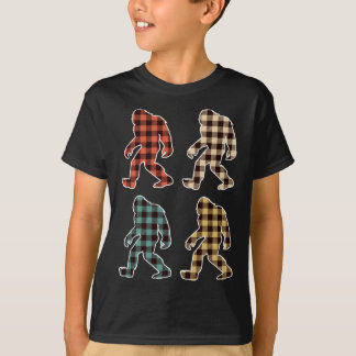 レトロヴィンテージバッファロープレイドビッグフットサスカッチチ Tシャツ