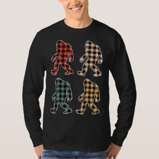 レトロヴィンテージバッファロープレイドビッグフットサスカッチチ Tシャツ