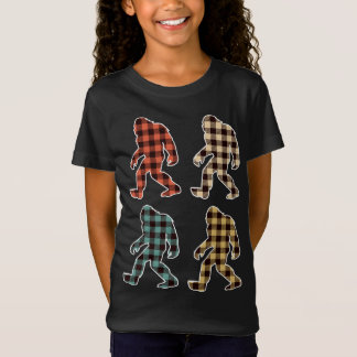 レトロヴィンテージバッファロープレイドビッグフットサスカッチチ Tシャツ