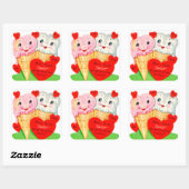 レトロヴィンテージバレンタインのアイスクリームのシール スクエアシール (シート)