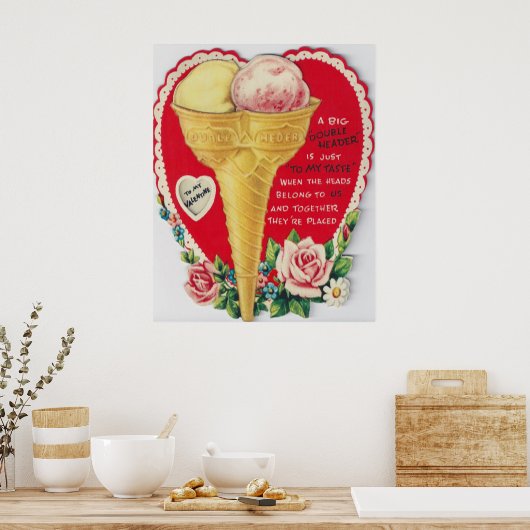 レトロヴィンテージバレンタインのアイスクリームバレンタインポスター ポスター (キッチン)