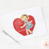 レトロヴィンテージバレンタインの女の子の休日シール スクエアシール (封筒)