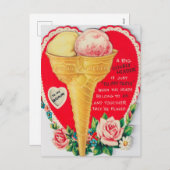 レトロヴィンテージバレンタインアイスクリーム シーズンポストカード (正面/裏面)
