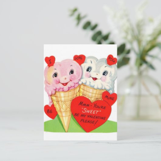 レトロヴィンテージバレンタインアイスクリーム ポストカード (スタンド正面)