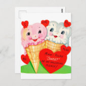 レトロヴィンテージバレンタインアイスクリーム ポストカード (正面/裏面)