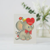 レトロヴィンテージバレンタインエレファントママ シーズンポストカード (スタンド正面)