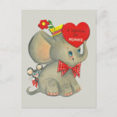 レトロヴィンテージバレンタインエレファントママ シーズンポストカード (正面)