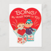 レトロヴィンテージバレンタインカップル休日はがき シーズンポストカード (正面)