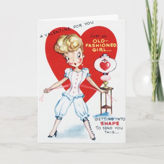 レトロヴィンテージバレンタインガールカード シーズンカード (正面)