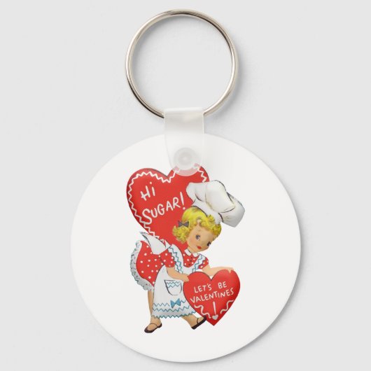 レトロヴィンテージバレンタインガールハイシュガー キーホルダー (正面)