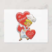 レトロヴィンテージバレンタインガールハイシュガー ポストカード (正面)