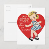 レトロヴィンテージバレンタインガールホリデーハガキ シーズンポストカード (正面/裏面)