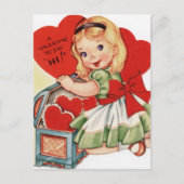 レトロヴィンテージバレンタインガール シーズンポストカード (正面)