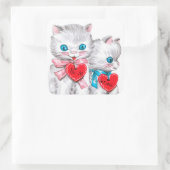 レトロヴィンテージバレンタインキャッツホリデーステッカー スクエアシール (バッグ)