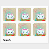 レトロヴィンテージバレンタインキャットホリデーステッカー スクエアシール (シート)