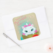 レトロヴィンテージバレンタインキャットホリデーステッカー スクエアシール (封筒)