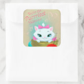 レトロヴィンテージバレンタインキャットホリデーステッカー スクエアシール (バッグ)