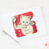 レトロヴィンテージバレンタインキャットホリデーステッカー スクエアシール (封筒)