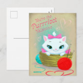 レトロヴィンテージバレンタインキャットホリデー葉書 シーズンポストカード (正面/裏面)