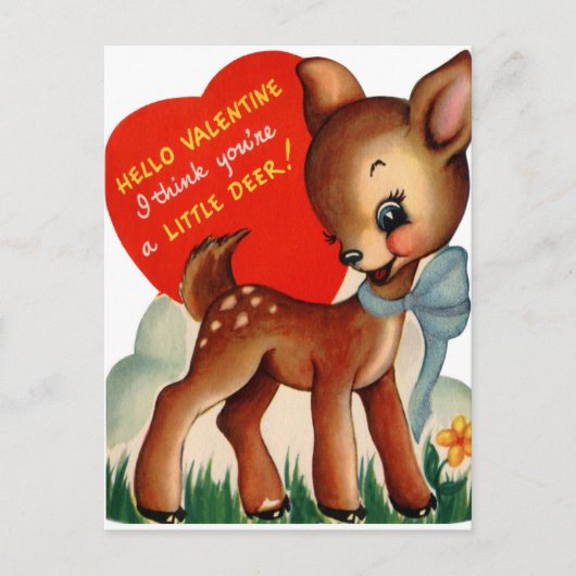 レトロヴィンテージバレンタインデアホリデーカード シーズンポストカード (正面)