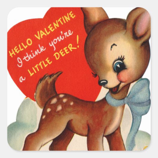 レトロヴィンテージバレンタインデアホリデーステッカー スクエアシール (正面)