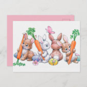 レトロヴィンテージバレンタインデースターバニーズホリデー シーズンポストカード (正面/裏面)