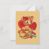 レトロヴィンテージバレンタインデー気持ち ノートカード (正面)