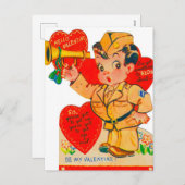 レトロヴィンテージバレンタインデー シーズンポストカード (正面/裏面)