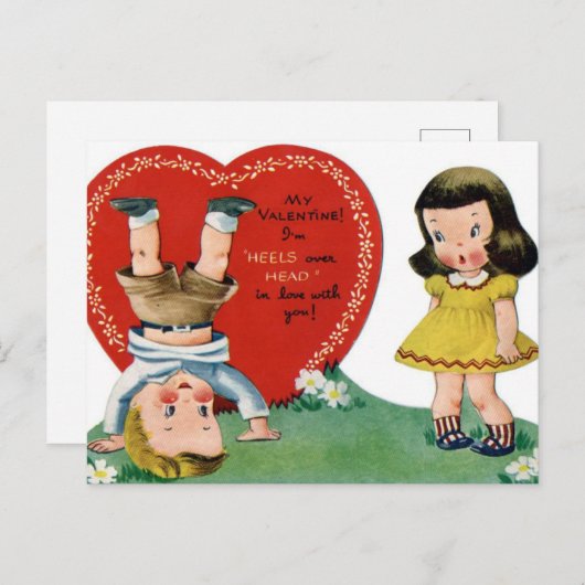 レトロヴィンテージバレンタインデー シーズンポストカード (正面/裏面)