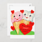 レトロヴィンテージバレンタインハガハガキ シーズンポストカード (正面/裏面)