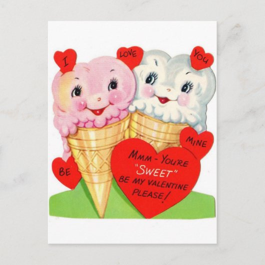 レトロヴィンテージバレンタインハガハガキ シーズンポストカード (正面)