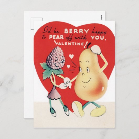 レトロヴィンテージバレンタインフルーツ シーズンポストカード (正面/裏面)
